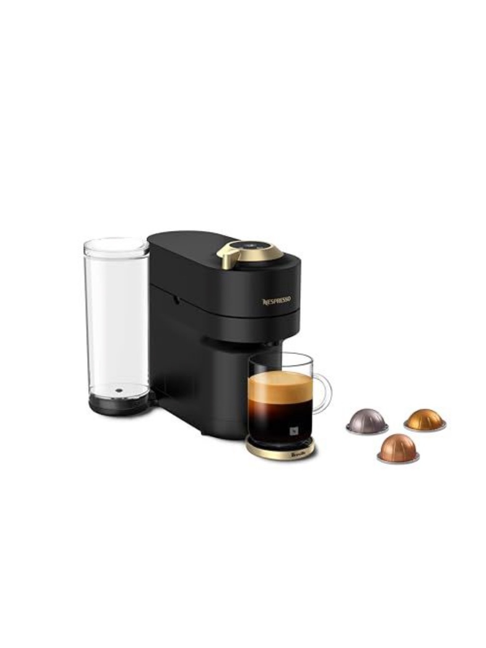 Nespresso Vertuo Pop+ Coffee Machine - Black with Gold